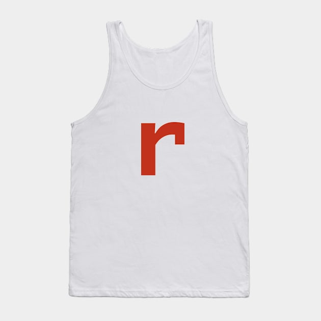 Letter r in Red Text Minimal Typography Tank Top by ellenhenryart